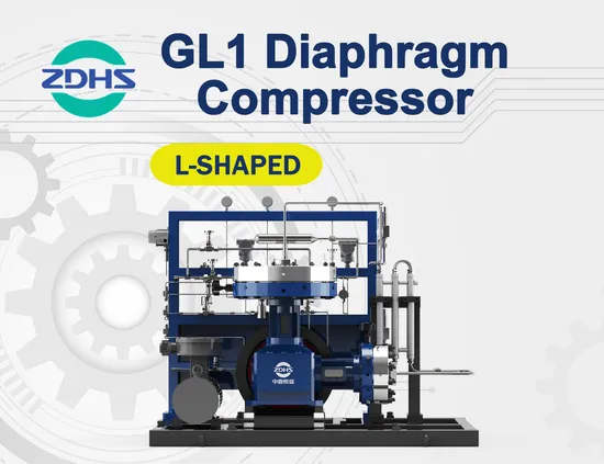 Hydrogen/H2 Gas Diaphragm Compressor with High Compressing Ratio and Energy Saving, Small Size
